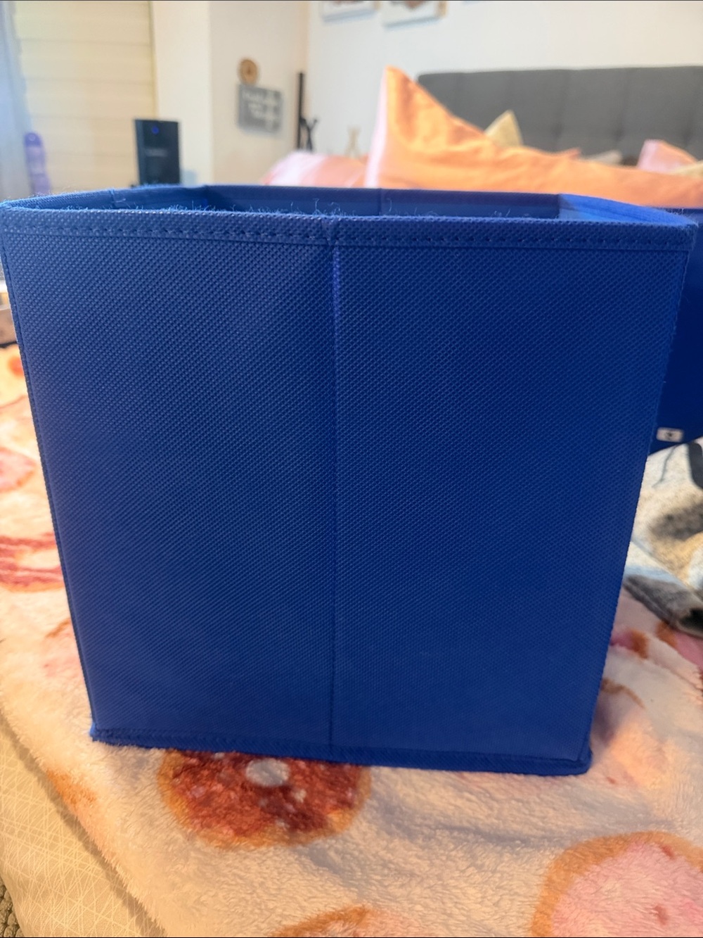 Blue Fabric Drawer Storage Bin with Gold Grommet - Picture 2 of 6